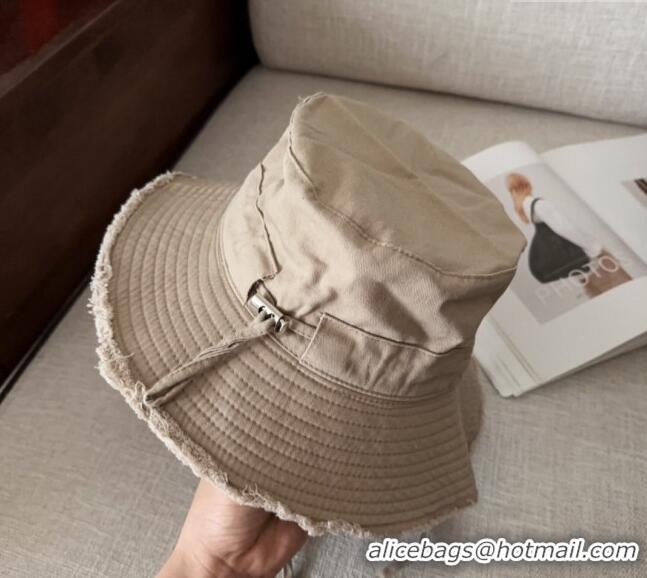 Discount Jacquemus Canvas Bucket Hat with Fringe and Strap J3002 Light Grey 2025