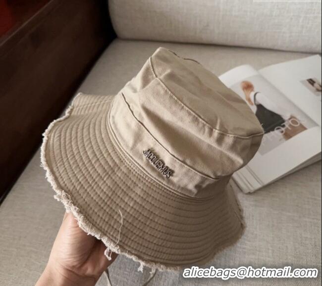 Discount Jacquemus Canvas Bucket Hat with Fringe and Strap J3002 Light Grey 2025