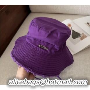 Popular Style Jacquemus Canvas Bucket Hat with Fringe and Strap J3002 Dark Purple 2025