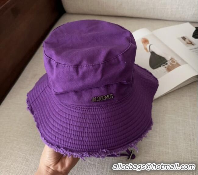 Popular Style Jacquemus Canvas Bucket Hat with Fringe and Strap J3002 Dark Purple 2025
