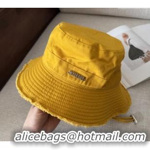 Cheap Design Jacquemus Canvas Bucket Hat with Fringe and Strap J3003 Yellow 2025