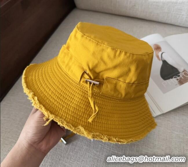 Cheap Design Jacquemus Canvas Bucket Hat with Fringe and Strap J3003 Yellow 2025