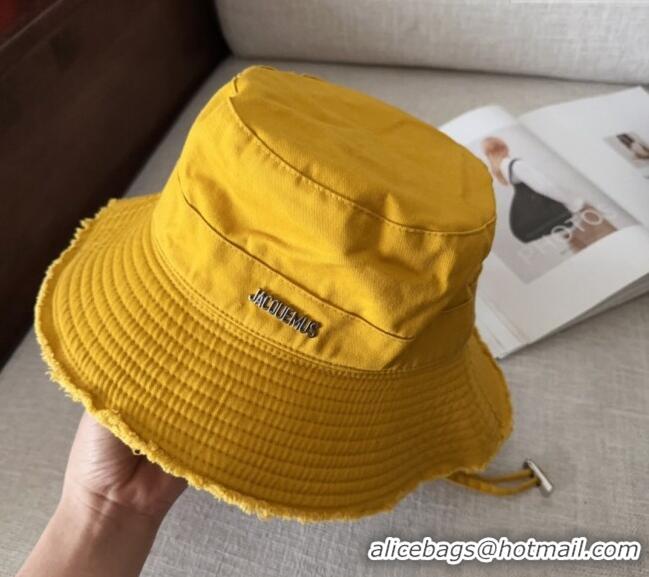 Cheap Design Jacquemus Canvas Bucket Hat with Fringe and Strap J3003 Yellow 2025