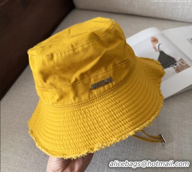 Cheap Design Jacquemus Canvas Bucket Hat with Fringe and Strap J3003 Yellow 2025