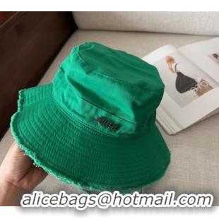 Famous Brand Jacquemus Canvas Bucket Hat with Fringe and Strap J3003 Green 2025