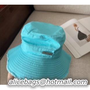 Most Popular Jacquemus Canvas Bucket Hat with Fringe and Strap J3003 Light Blue 2025