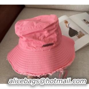 Luxury Cheap Jacquemus Canvas Bucket Hat with Fringe and Strap J3003 light Pink 2025