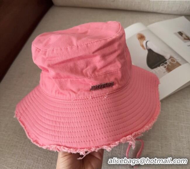 Luxury Cheap Jacquemus Canvas Bucket Hat with Fringe and Strap J3003 light Pink 2025