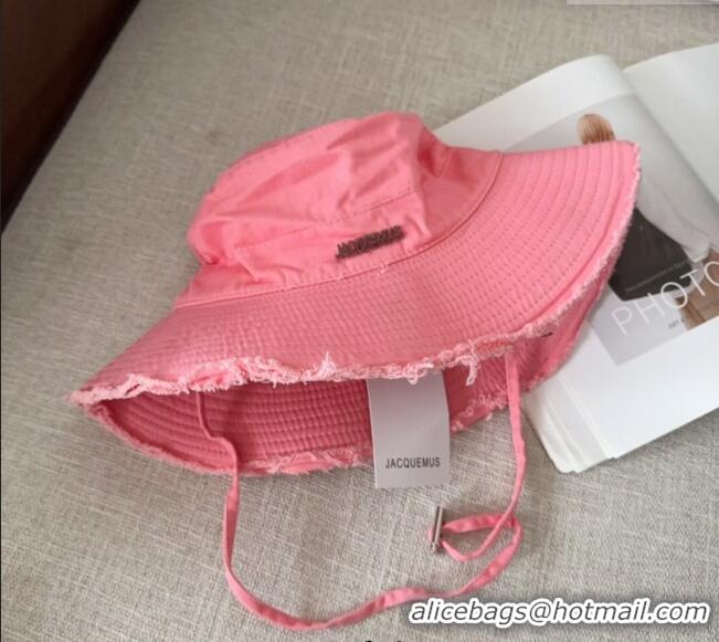 Luxury Cheap Jacquemus Canvas Bucket Hat with Fringe and Strap J3003 light Pink 2025