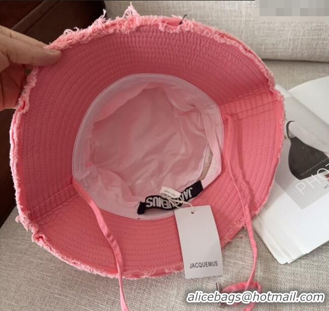 Luxury Cheap Jacquemus Canvas Bucket Hat with Fringe and Strap J3003 light Pink 2025