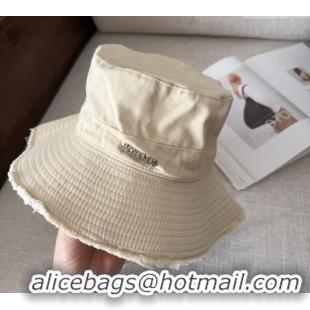 Luxurious Jacquemus Canvas Bucket Hat with Fringe and Strap J3003 Beige 2025