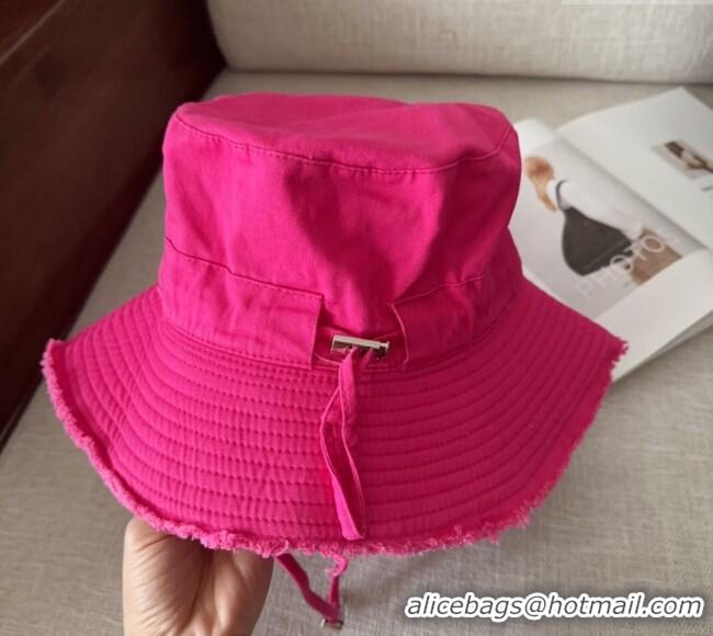 Luxury Cheap Jacquemus Canvas Bucket Hat with Fringe and Strap J3003 Dark Pink 2025