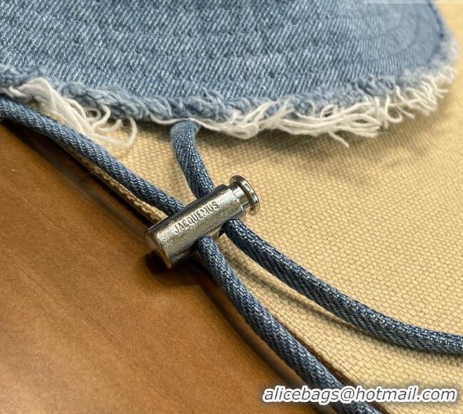 Best Price Jacquemus Denim Bucket Hat with Fringe and Strap J3003 Blue 2025