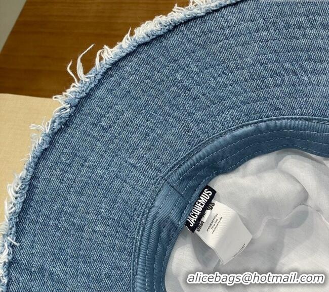 Best Price Jacquemus Denim Bucket Hat with Fringe and Strap J3003 Blue 2025