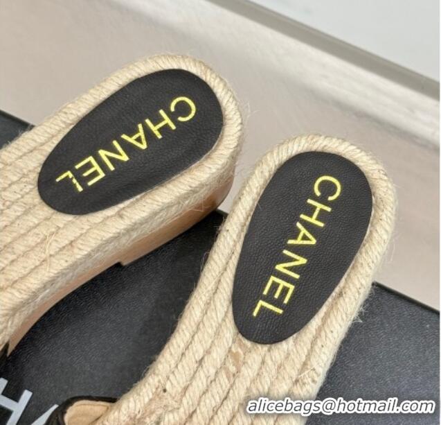 Sumptuous Chanel Calfskin Platform Slides Sandal 4cm with Camellia Black 2025 CH041608
