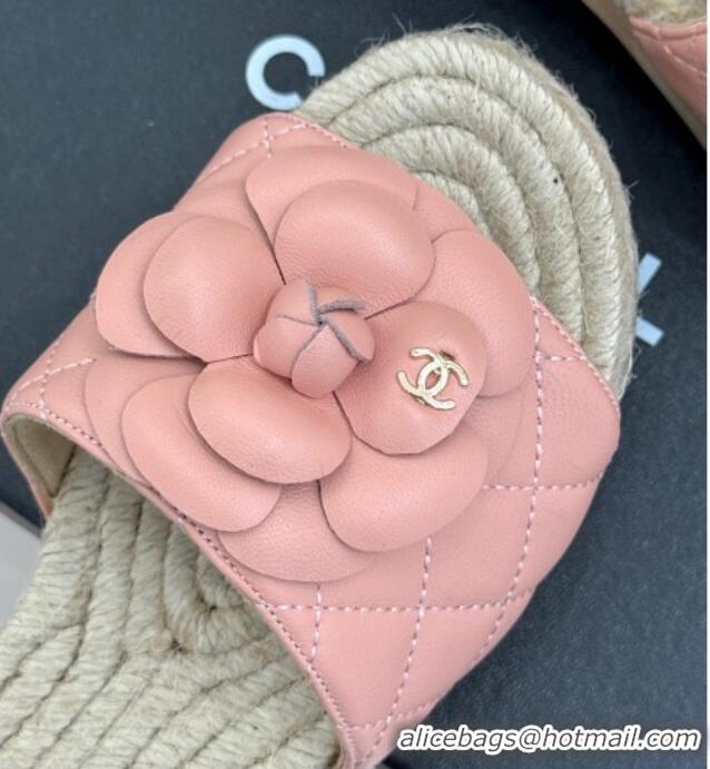 Trendy Design Chanel Calfskin Platform Slides Sandal 4cm with Camellia Light Pink 2025 CH041608