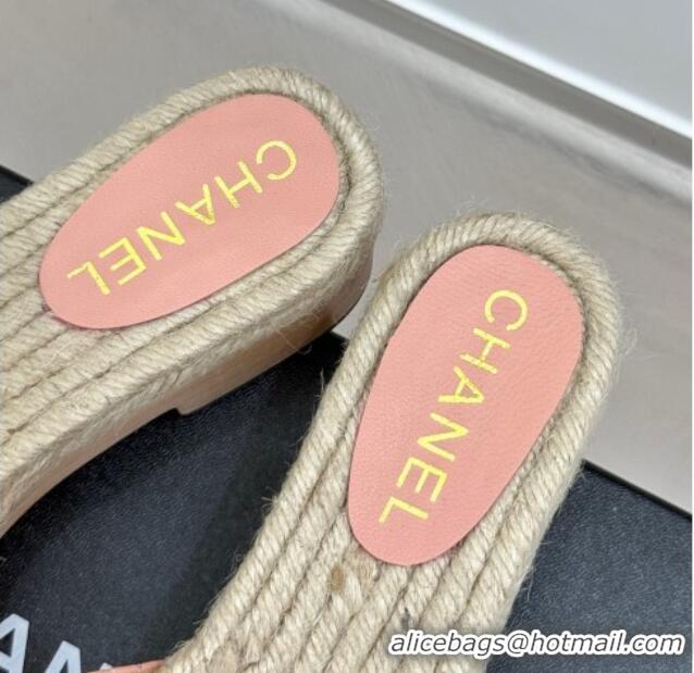 Trendy Design Chanel Calfskin Platform Slides Sandal 4cm with Camellia Light Pink 2025 CH041608