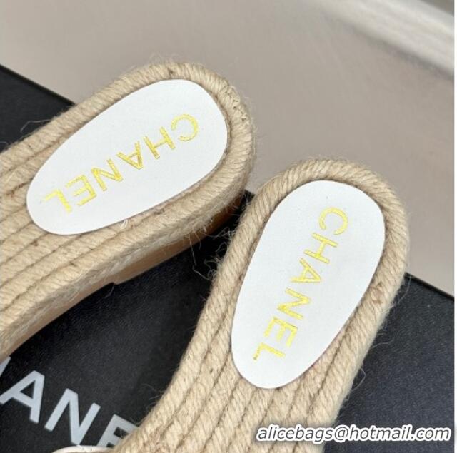 Sophisticated Chanel Calfskin Platform Slides Sandal 4cm with Camellia White 2025 CH041608
