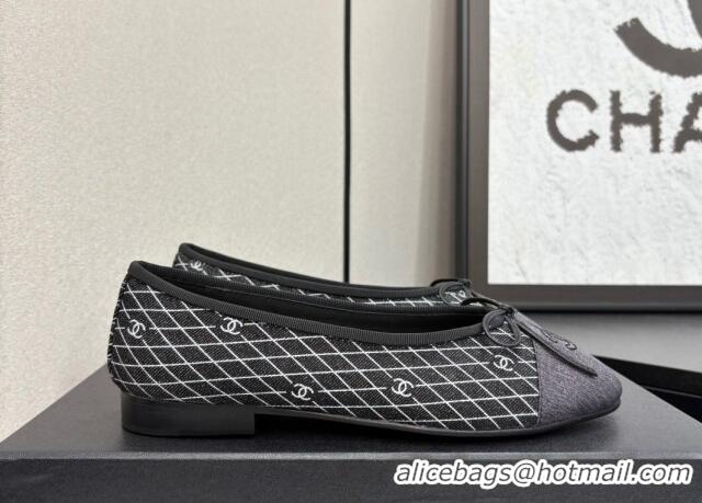 Best Price Chanel Quilted Denim Classic Ballet Flats Black 2025 G02819 0416