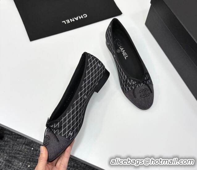 Best Price Chanel Quilted Denim Classic Ballet Flats Black 2025 G02819 0416