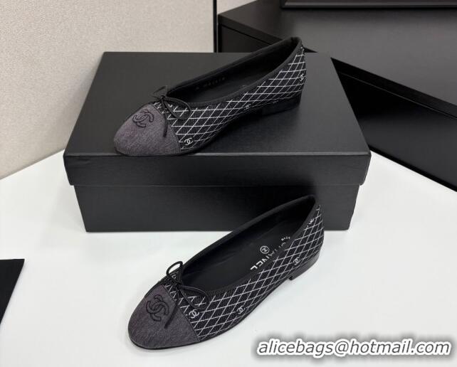 Best Price Chanel Quilted Denim Classic Ballet Flats Black 2025 G02819 0416