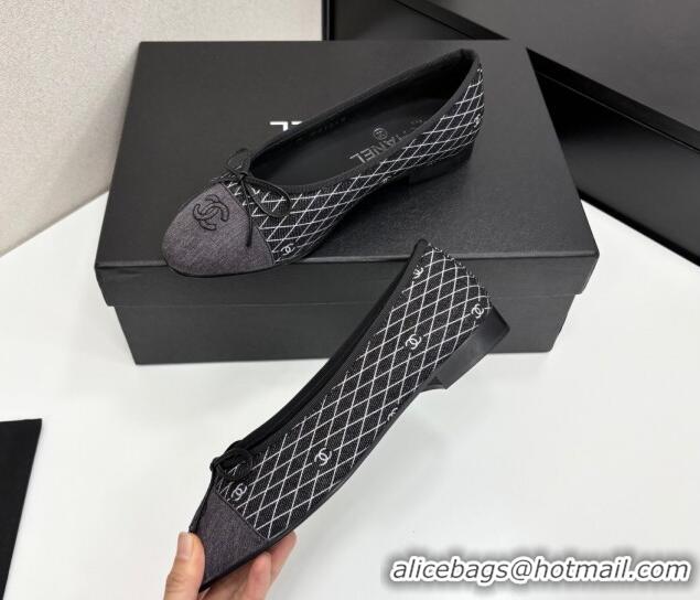 Best Price Chanel Quilted Denim Classic Ballet Flats Black 2025 G02819 0416