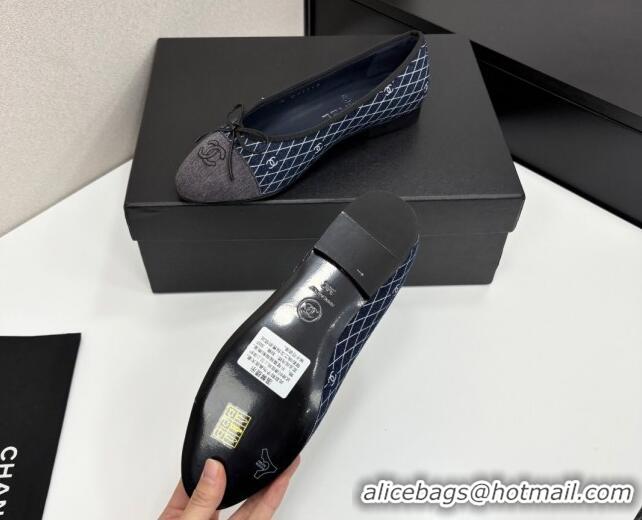 Buy Discount Chanel Quilted Denim Classic Ballet Flats Dark Blue 2025 G02819 0416