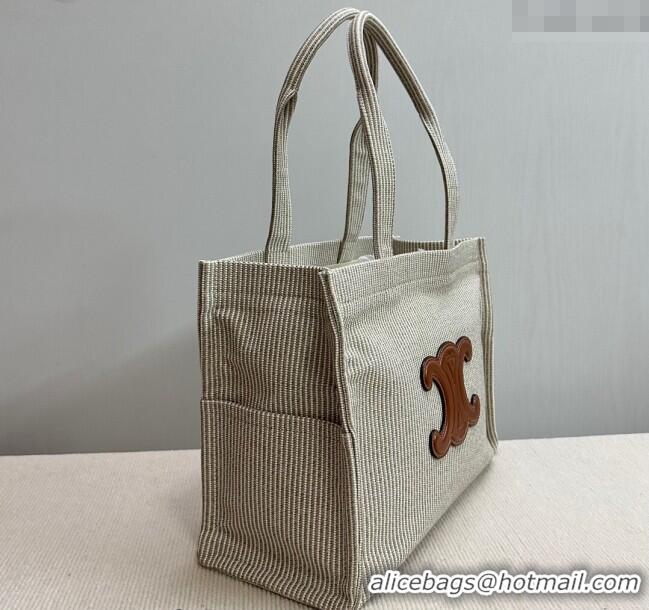Buy Discount Celine Large Cabas Thais Tote Bag in Striped Linen C196762 2024