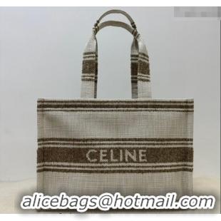 Super Quality Celine Large Cabas Thais Tote Bag in Khaki Green Textile C196762 2024