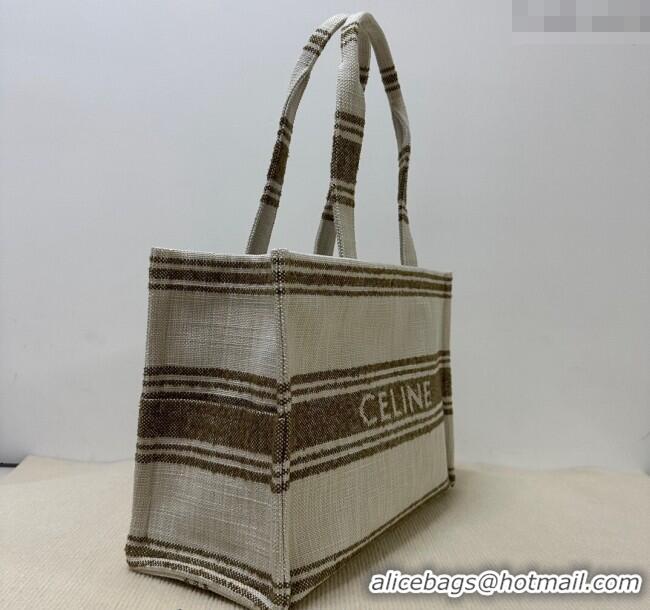 Super Quality Celine Large Cabas Thais Tote Bag in Khaki Green Textile C196762 2024