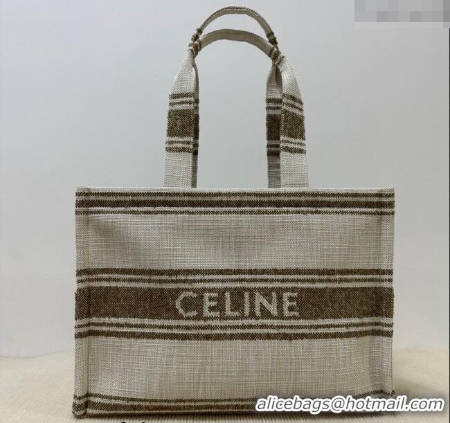 Super Quality Celine Large Cabas Thais Tote Bag in Khaki Green Textile C196762 2024