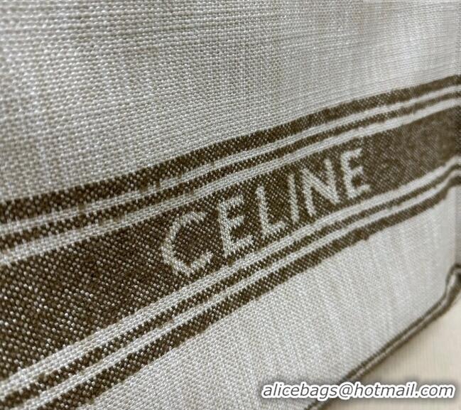 Super Quality Celine Large Cabas Thais Tote Bag in Khaki Green Textile C196762 2024