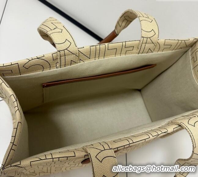 Trendy Design Celine Large Cabas Thais Tote Bag in Triomphe Print Textile 196762 Beige 2024