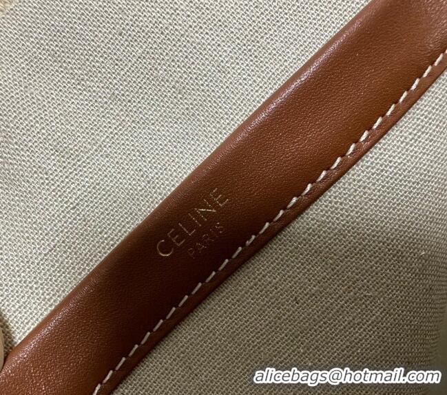 Trendy Design Celine Large Cabas Thais Tote Bag in Triomphe Print Textile 196762 Beige 2024