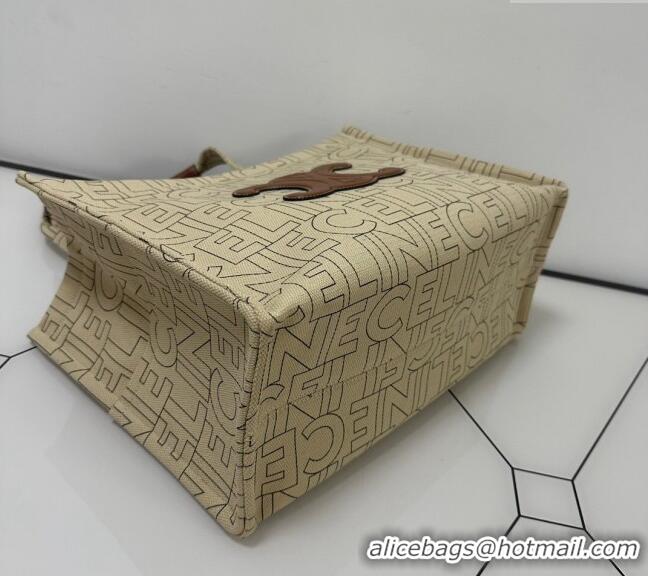 Trendy Design Celine Large Cabas Thais Tote Bag in Triomphe Print Textile 196762 Beige 2024