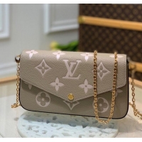 Top Quality Louis Vuitton Felicie Pochette Mini Bag in Monogram Empreinte Leather M69977 Dove Grey 2025
