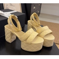 Hot Style Chanel Quilted Lambskin Platform Sandals 8.5cm G46427 Apricot