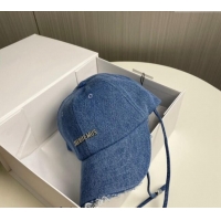 Cheapest Jacquemus Blue Denim Baseball Hat with Fringe and Strap J3001 2024