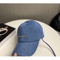 Cheapest Jacquemus Blue Denim Baseball Hat with Fringe and Strap J3001 2024