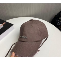 New Design Jacquemus Canvas Baseball Hat with Fringe and Strap J3001 Grey 2024