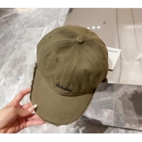 Super Quality Jacquemus Canvas Baseball Hat with Fringe and Strap J3001 Khaki Green 2024