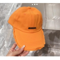 Discount Jacquemus Canvas Baseball Hat with Fringe and Strap J3001 Orange 2024