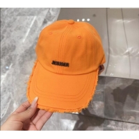 Discount Jacquemus Canvas Baseball Hat with Fringe and Strap J3001 Orange 2024