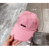 Buy Grade Jacquemus Canvas Baseball Hat with Fringe and Strap J3001 Light Pink 2024