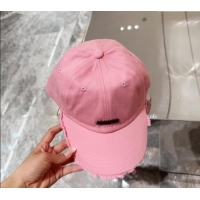Buy Grade Jacquemus Canvas Baseball Hat with Fringe and Strap J3001 Light Pink 2024