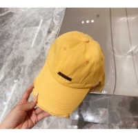 Traditional Specials Jacquemus Canvas Baseball Hat with Fringe and Strap J3001 Yellow 2024