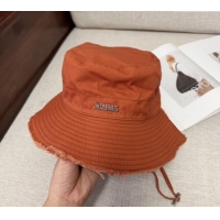 Inexpensive Jacquemus Canvas Bucket Hat with Fringe and Strap J3002 Dark Orange 2025