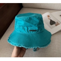 Promotional Jacquemus Canvas Bucket Hat with Fringe and Strap J3002 Blue 2025