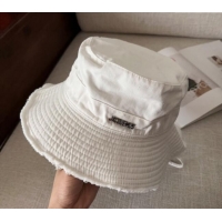 Most Popular Jacquemus Canvas Bucket Hat with Fringe and Strap J3002 Optic White 2025