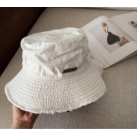 Most Popular Jacquemus Canvas Bucket Hat with Fringe and Strap J3002 Optic White 2025
